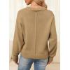 imageEVALESS Womens Oversized Knit Chunky Fall Sweater Tops 2024 V Neck Long Sleeve Lapel Collar Button Pullover OutfitsKhaki