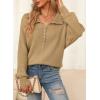 imageEVALESS Womens Oversized Knit Chunky Fall Sweater Tops 2024 V Neck Long Sleeve Lapel Collar Button Pullover OutfitsKhaki