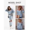 imageEVALESS Womens Oversized Off Shoulder Cable Knit V Neck Chunky Long Sleeve Sweaters Pullover Loose Fitting Jumper TopsSky Blue