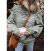 imageEVALESS Womens Striped Sweaters Fall Outfits Tops for Women Trendy 2025 Business Casual Work Clothes Oversized Crewneck Off Shoulder Green Sweaters Long Sleeve Sweatshirts Winter Teacher Tops Medium