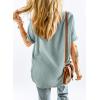 imageEVALESS Womens Summer Fashion 2024 V Neck Tops Short Sleeve Waffle Knit Shirts Cotton T Shirts Solid Color Loose Tee Blouse