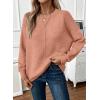 imageEVALESS Womens Sweaters Fall 2025 Casual Long Sleeve Lightweight Oversized Pullover Sweater TopsFushia