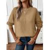 imageEVALESS Womens Sweaters Fall 2025 Casual Long Sleeve Lightweight Oversized Pullover Sweater TopsLight French Beige