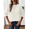 imageEVALESS Womens Sweaters Fall 2025 Casual Long Sleeve Lightweight Oversized Pullover Sweater TopsWhite