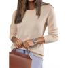 imageEVALESS Fall Sweaters for Women 2025 Trendy Wool Blend Sweaters Long Sleeve Crewneck Fall Outfits Pullover Sweater Tops1a Oatmeal