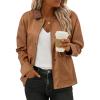 imageEVALESS Jackets for Women Fall Fashion 2025 Lightweight Coat Button Down Cropped Shackets With PocketsBrown