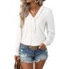 imageEVALESS Long Sleeve Shirts for Women Cute Ruffled V Neck Tops for Women 2025 Basic Blouses Fall Outfits Fashion ClothingWhite