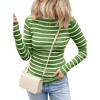 imageEVALESS Striped Sweater for Women Fall Trendy 2024 Crewneck Ribbed Knit Pullover Clothes Long Sleeve Basic Sweaters TopsGreen