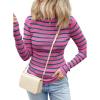 imageEVALESS Striped Sweater for Women Fall Trendy 2024 Crewneck Ribbed Knit Pullover Clothes Long Sleeve Basic Sweaters TopsPink