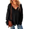 imageEVALESS Sweaters for Women 2024 Fall Winter Long Sleeve V Neck Crochet Sweater Hollow Out Knitwear Pullover Jumper Tops