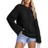 imageEVALESS Sweaters for Women 2024 Trendy Casual Crewneck Long Sleeve Cable Knit Pullover Sweaters Tops Fall ClothesBlack