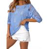 imageEVALESS Womens Crochet Hollow Out Knit Tops Half Sleeve Spring Summer Sweaters Beach Cover Ups for Women Trendy 2025Sky Blue
