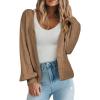 imageEVALESS Womens Cropped Chunky Cardigans Sweaters Trendy Lightweight Long Sleeve Checkered Knit Open Front Button Tops OutfitsBrown