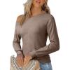 imageEVALESS Womens Off The Shoulder Tops Casual Long Sleeve Asymmetrical Boat Neck Going Out Tops T Shirts Fashion ClothingDark Khaki