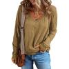 imageEVALESS Womens Tops Fashion V Neck Long Sleeve Shirts Casual Fall School Outfits for Teachers Basic T Shirts Blouses Top Womens Clothing Yellow Small