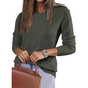 imageEVALESS Fall Sweaters for Women 2025 Trendy Wool Blend Sweaters Long Sleeve Crewneck Fall Outfits Pullover Sweater Tops1a Seagrass