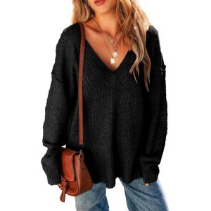 imageEVALESS Sweaters for Women 2024 Fall Winter Long Sleeve V Neck Crochet Sweater Hollow Out Knitwear Pullover Jumper Tops