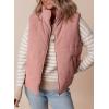 imageEVALESS Corduroy Puffer Vest for Women Lightweight Stand Collar Sleeveless Jackets Zip Up Clothes Fashion 2025Apricot Pink