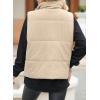 imageEVALESS Corduroy Puffer Vest for Women Lightweight Stand Collar Sleeveless Jackets Zip Up Clothes Fashion 2025Beige