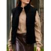 imageEVALESS Corduroy Puffer Vest for Women Lightweight Stand Collar Sleeveless Jackets Zip Up Clothes Fashion 2025Black