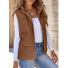 imageEVALESS Corduroy Puffer Vest for Women Lightweight Stand Collar Sleeveless Jackets Zip Up Clothes Fashion 2025Brown