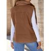 imageEVALESS Corduroy Puffer Vest for Women Lightweight Stand Collar Sleeveless Jackets Zip Up Clothes Fashion 2025Brown