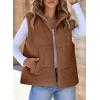 imageEVALESS Corduroy Puffer Vest for Women Lightweight Stand Collar Sleeveless Jackets Zip Up Clothes Fashion 2025Brown