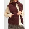 imageEVALESS Corduroy Puffer Vest for Women Lightweight Stand Collar Sleeveless Jackets Zip Up Clothes Fashion 2025Burgundy