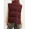 imageEVALESS Corduroy Puffer Vest for Women Lightweight Stand Collar Sleeveless Jackets Zip Up Clothes Fashion 2025Burgundy