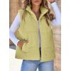 imageEVALESS Corduroy Puffer Vest for Women Lightweight Stand Collar Sleeveless Jackets Zip Up Clothes Fashion 2025Grass Green