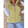 imageEVALESS Corduroy Puffer Vest for Women Lightweight Stand Collar Sleeveless Jackets Zip Up Clothes Fashion 2025Grass Green
