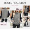 imageEVALESS Corduroy Puffer Vest for Women Lightweight Stand Collar Sleeveless Jackets Zip Up Clothes Fashion 2025Gray