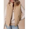 imageEVALESS Corduroy Puffer Vest for Women Lightweight Stand Collar Sleeveless Jackets Zip Up Clothes Fashion 2025Khaki