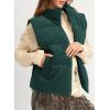 imageEVALESS Corduroy Puffer Vest for Women Lightweight Stand Collar Sleeveless Jackets Zip Up Clothes Fashion 2025Peacock Green