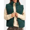 imageEVALESS Corduroy Puffer Vest for Women Lightweight Stand Collar Sleeveless Jackets Zip Up Clothes Fashion 2025Peacock Green