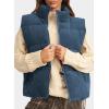 imageEVALESS Corduroy Puffer Vest for Women Lightweight Stand Collar Sleeveless Jackets Zip Up Clothes Fashion 2025Sail Blue