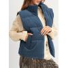imageEVALESS Corduroy Puffer Vest for Women Lightweight Stand Collar Sleeveless Jackets Zip Up Clothes Fashion 2025Sail Blue
