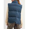 imageEVALESS Corduroy Puffer Vest for Women Lightweight Stand Collar Sleeveless Jackets Zip Up Clothes Fashion 2025Sail Blue