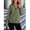 imageEVALESS Womens Bomber Jacket Coat Casual Stand Collar Zip Up Lightweight Fall Fashion Jackets Outfits with PocketsArmy Green