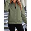 imageEVALESS Womens Bomber Jacket Coat Casual Stand Collar Zip Up Lightweight Fall Fashion Jackets Outfits with PocketsArmy Green