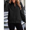 imageEVALESS Womens Bomber Jacket Coat Casual Stand Collar Zip Up Lightweight Fall Fashion Jackets Outfits with PocketsBlack