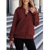 imageEVALESS Womens Bomber Jacket Coat Casual Stand Collar Zip Up Lightweight Fall Fashion Jackets Outfits with PocketsBurgundy