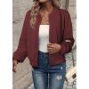 imageEVALESS Womens Bomber Jacket Coat Casual Stand Collar Zip Up Lightweight Fall Fashion Jackets Outfits with PocketsBurgundy