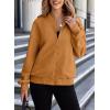 imageEVALESS Womens Bomber Jacket Coat Casual Stand Collar Zip Up Lightweight Fall Fashion Jackets Outfits with PocketsCamel