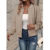 imageEVALESS Womens Bomber Jacket Coat Casual Stand Collar Zip Up Lightweight Fall Fashion Jackets Outfits with PocketsDark Khaki