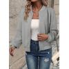 imageEVALESS Womens Bomber Jacket Coat Casual Stand Collar Zip Up Lightweight Fall Fashion Jackets Outfits with PocketsGrey