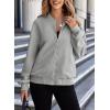 imageEVALESS Womens Bomber Jacket Coat Casual Stand Collar Zip Up Lightweight Fall Fashion Jackets Outfits with PocketsGrey