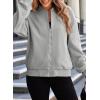 imageEVALESS Womens Bomber Jacket Coat Casual Stand Collar Zip Up Lightweight Fall Fashion Jackets Outfits with PocketsGrey