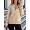 imageEVALESS Womens Bomber Jacket Coat Casual Stand Collar Zip Up Lightweight Fall Fashion Jackets Outfits with PocketsKhaki