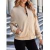 imageEVALESS Womens Bomber Jacket Coat Casual Stand Collar Zip Up Lightweight Fall Fashion Jackets Outfits with PocketsKhaki